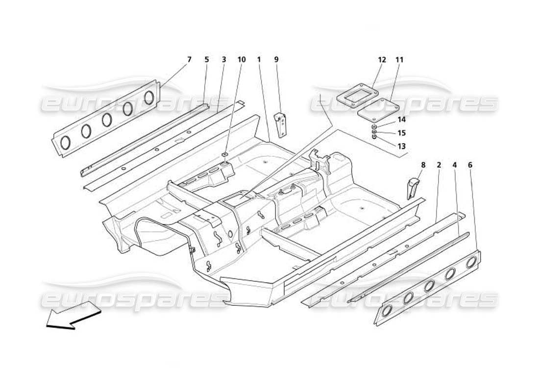 maserati 4200 coupe (2005) central structure part diagram