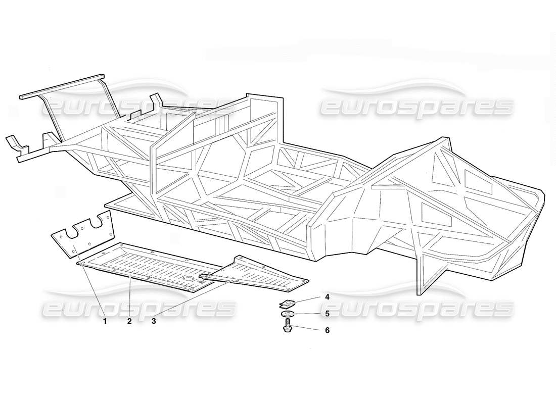 lamborghini diablo vt (1994) frame elements (valid for switzerland version - april 1994) part diagram