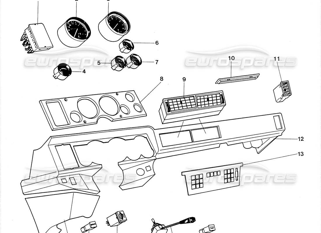 lamborghini lm002 (1988) dashboard and instruments part diagram