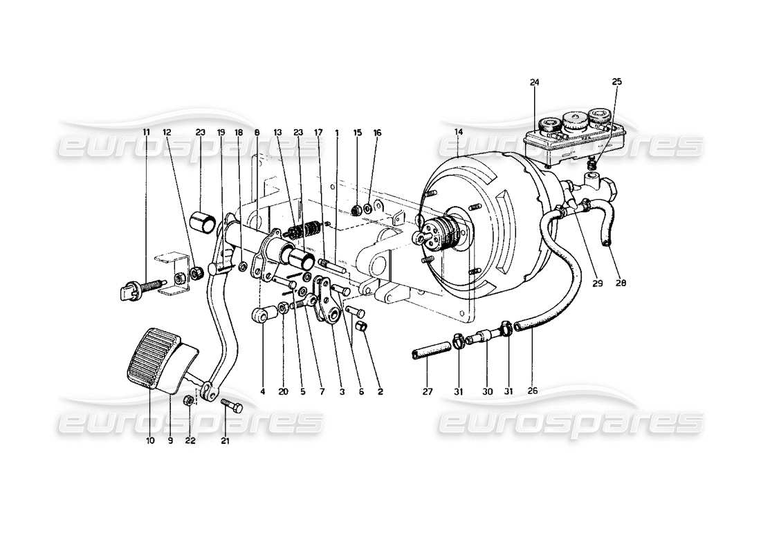 ferrari 400 gt (mechanical) brakes hydraulc drive (400 gt - variants for rhd version) part diagram