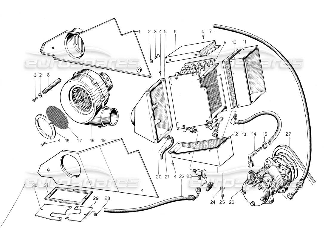 lamborghini jalpa 3.5 (1984) air conditioning part diagram