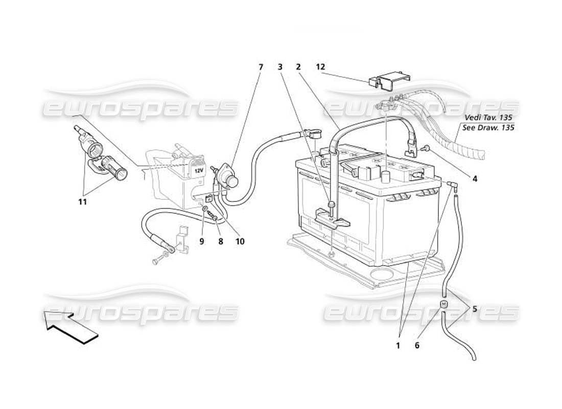 maserati 4200 coupe (2005) battery part diagram