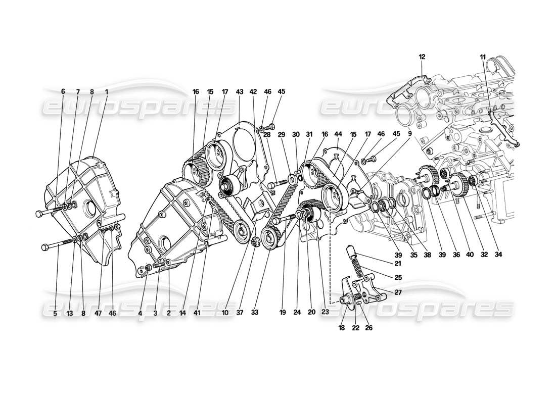 ferrari mondial 3.2 qv (1987) timing system - controls parts diagram