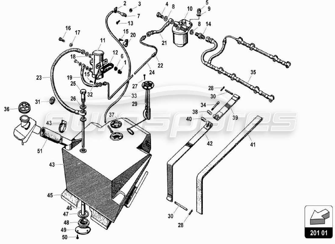 lamborghini miura p400 rh tank part diagram