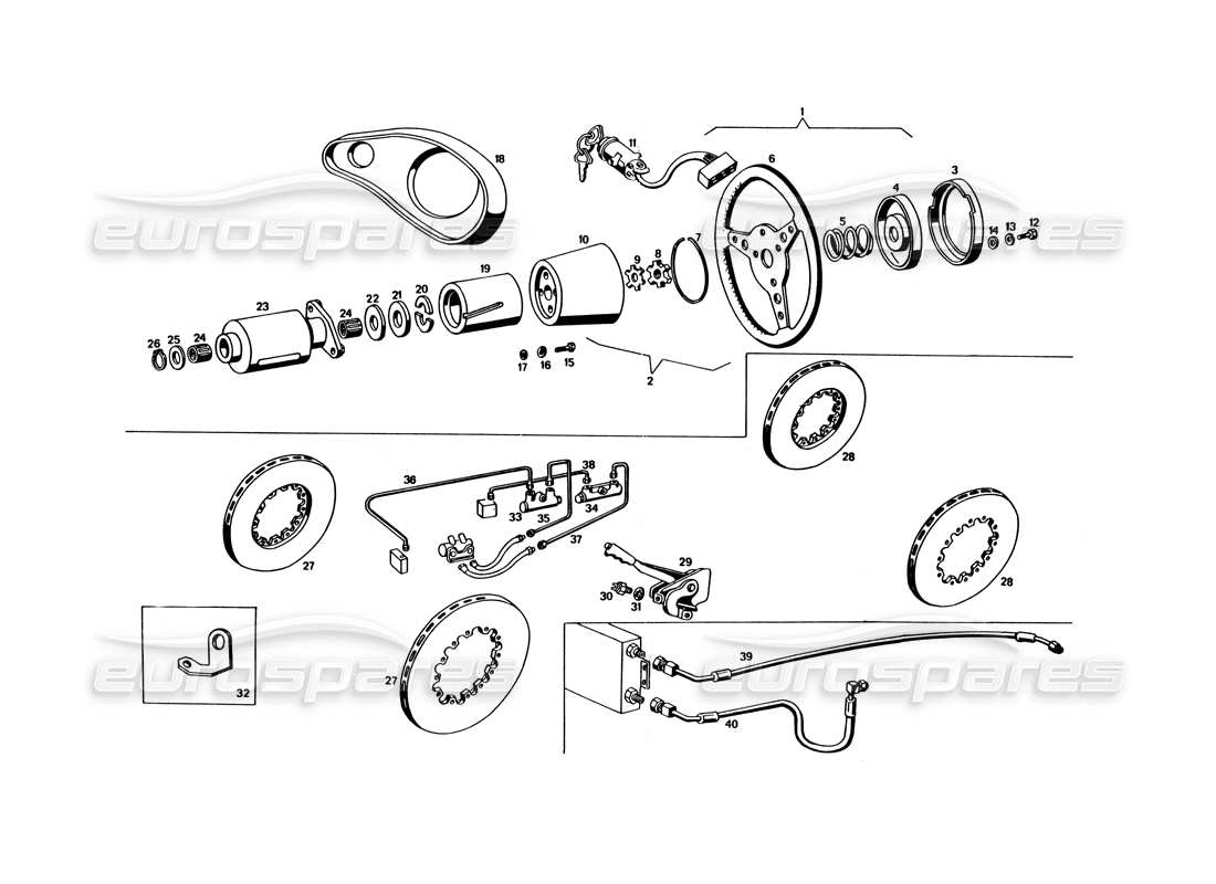 maserati bora (usa variants) steering and bracket piping part diagram