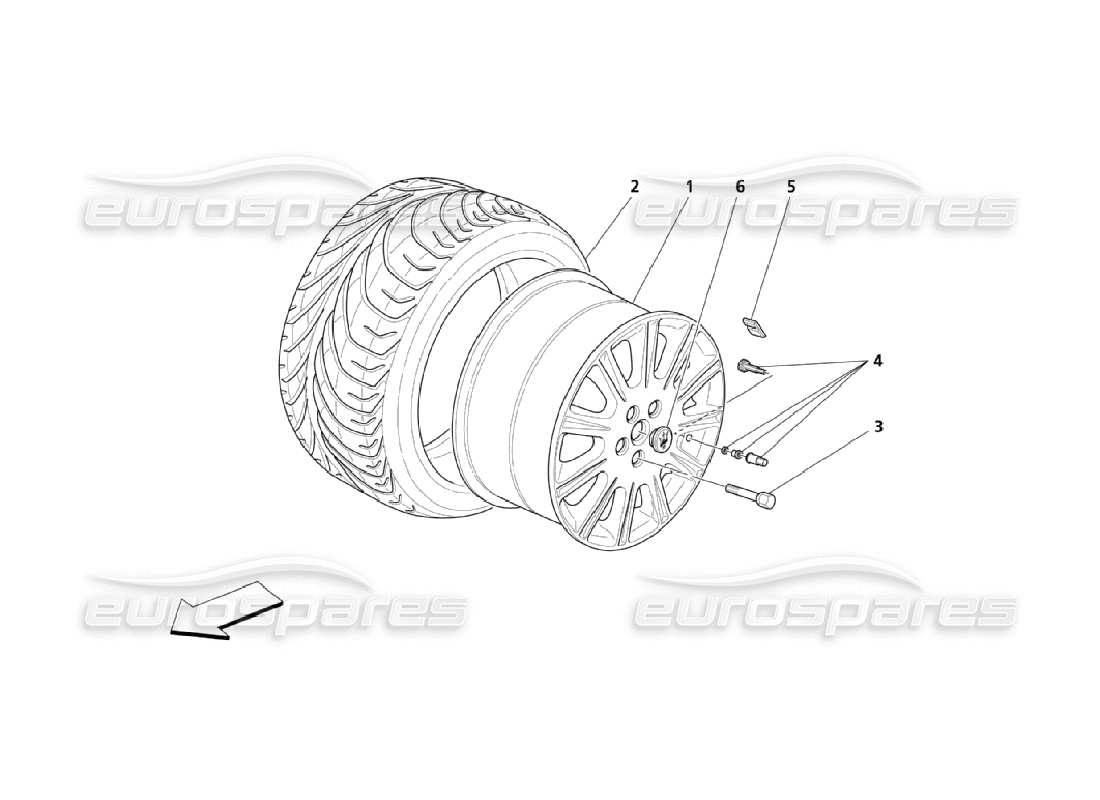 maserati qtp. (2006) 4.2 wheel rim and tyre part diagram