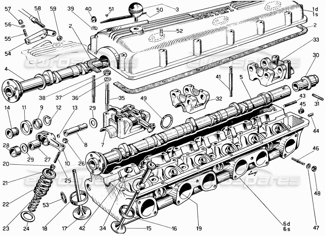 ferrari 330 gt 2+2 cylinder heads part diagram