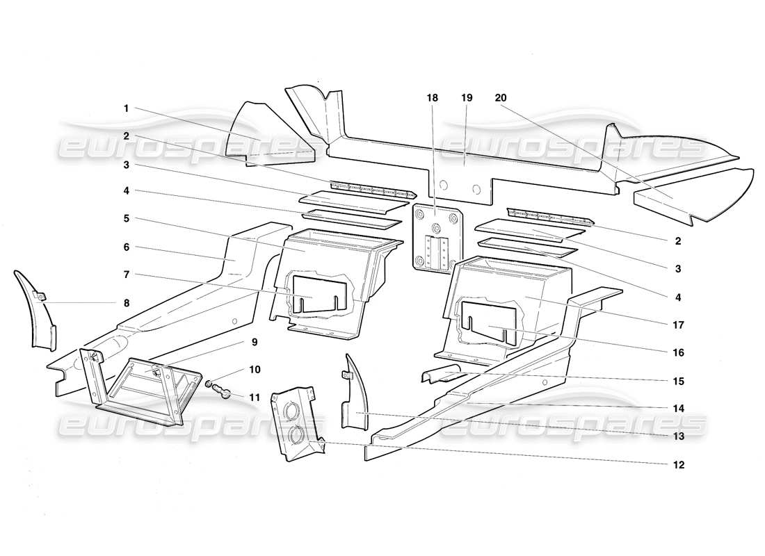 lamborghini diablo vt (1994) passenger compartment trim part diagram