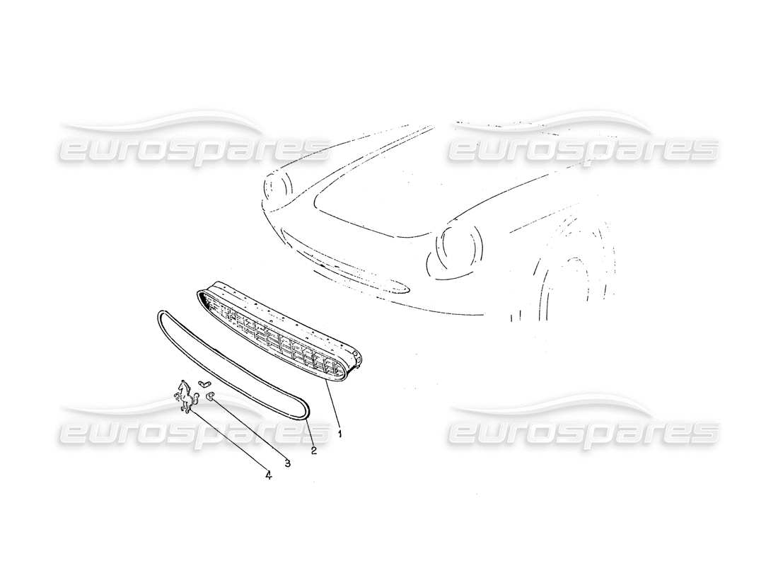 ferrari 330 gtc / 365 gtc (coachwork) front grill part diagram