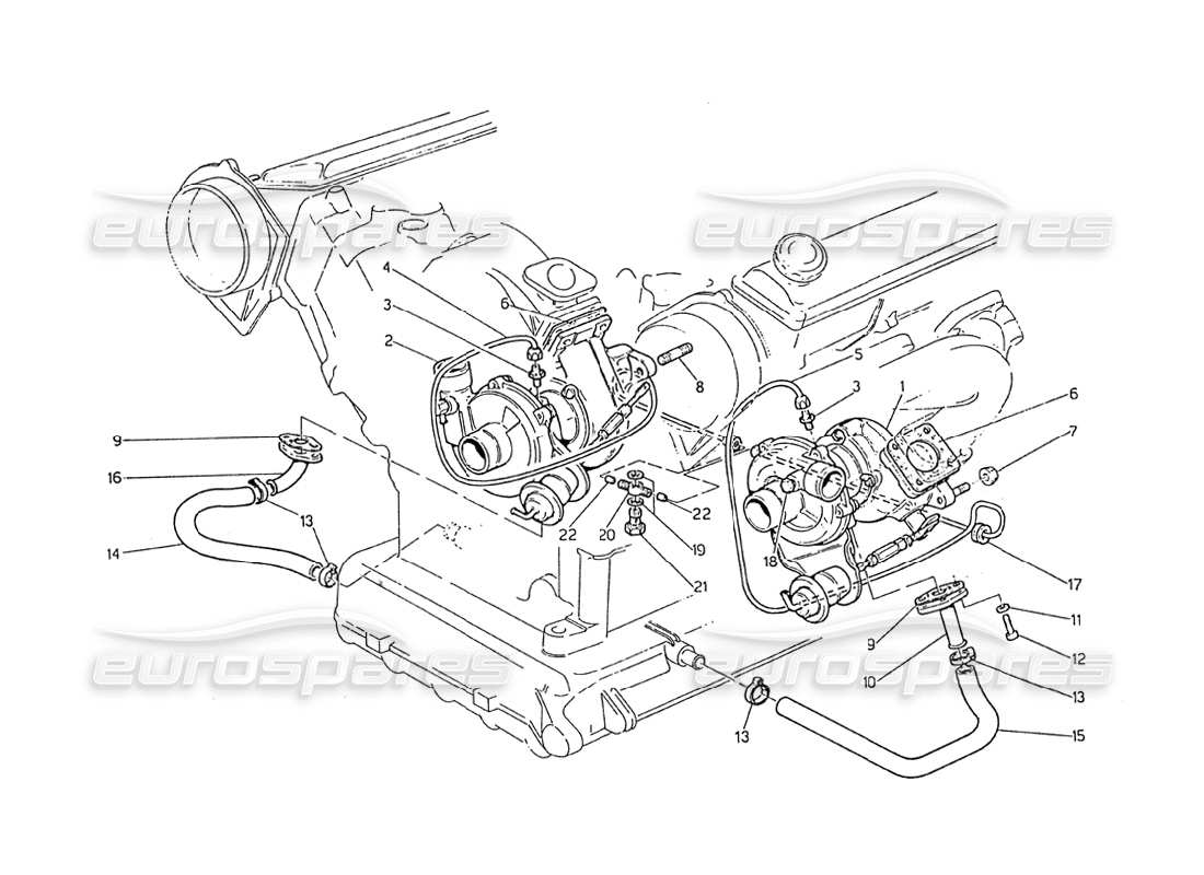 maserati biturbo 2.5 (1984) turboblowers part diagram