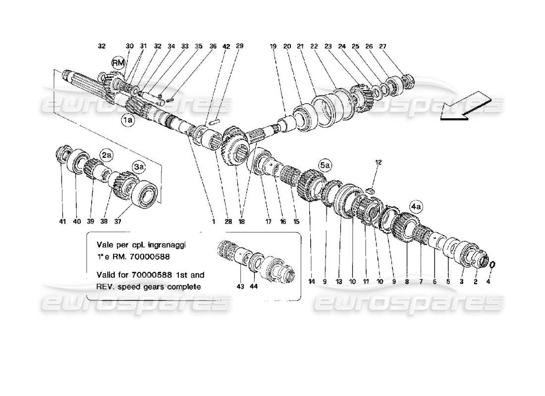 ferrari mondial 3.4 t coupe/cabrio main shaft gears part diagram