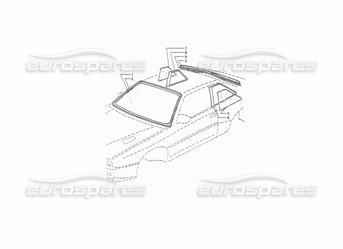 maserati ghibli 2.8 (abs) fixed windows part diagram