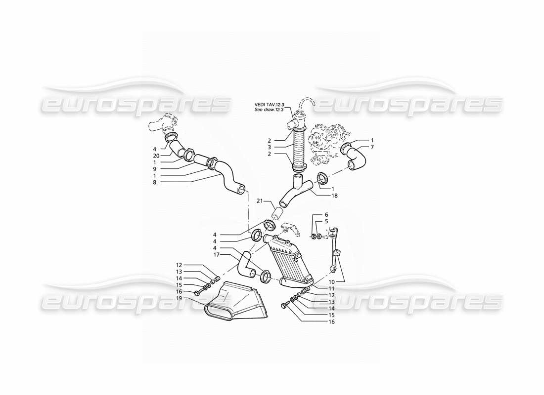 maserati ghibli 2.8 (abs) heat exchanger pipes lh side part diagram