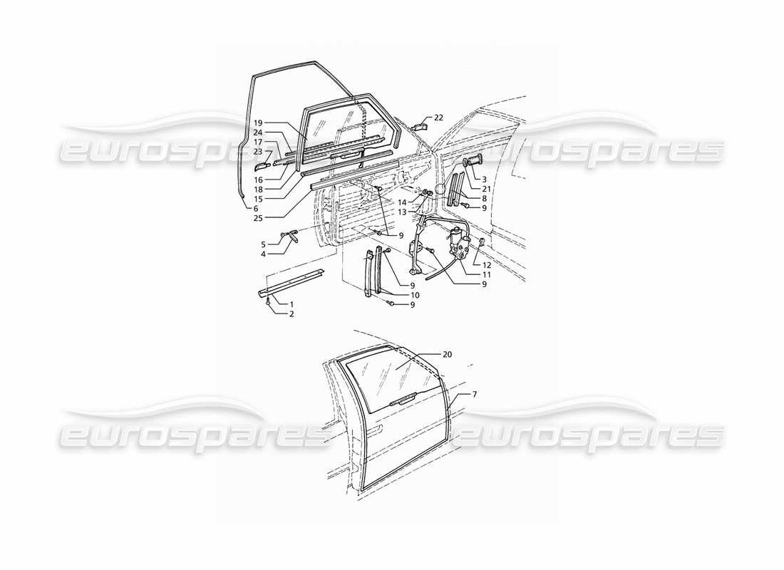 maserati ghibli 2.8 (abs) doors: windows and regulators part diagram