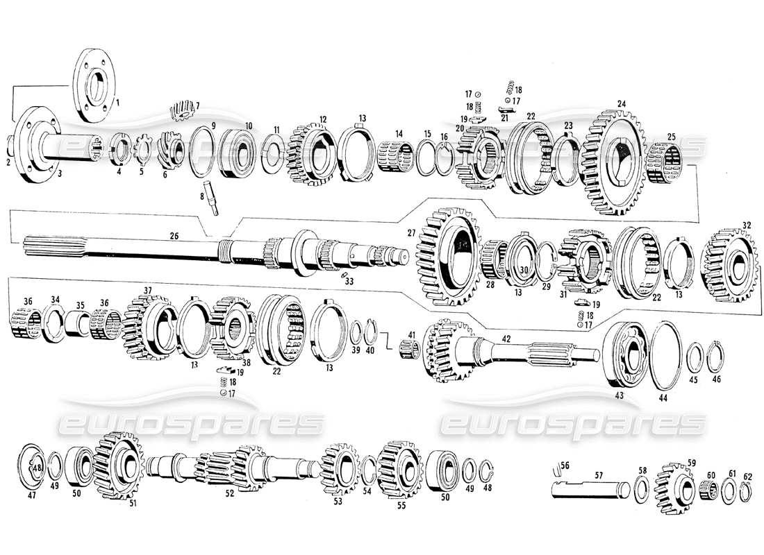 maserati mistral 3.7 transmission gears (s5 20) part diagram