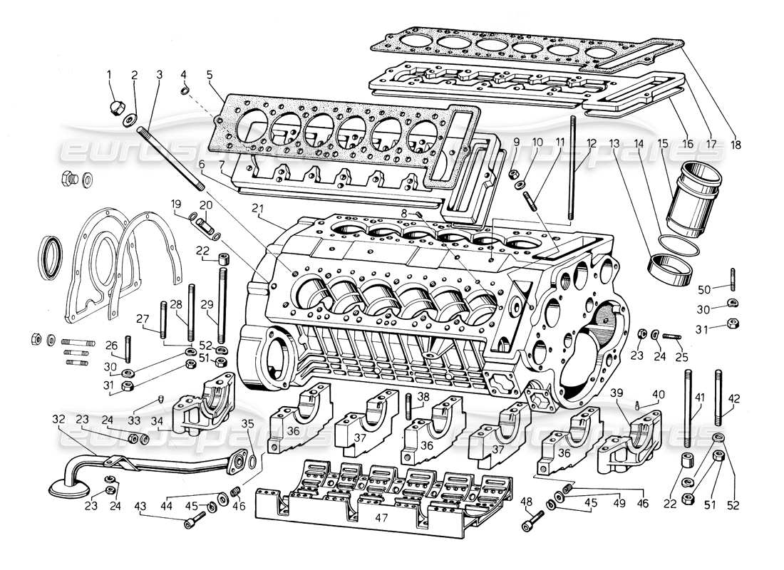 lamborghini countach 5000 qv (1985) crankcase part diagram