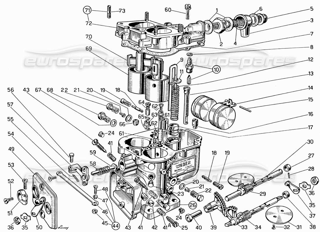 ferrari 330 gt 2+2 carburettor part diagram