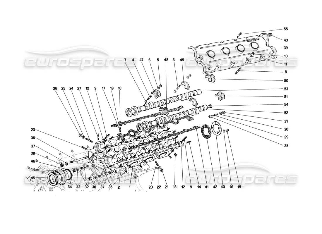 ferrari 308 quattrovalvole (1985) cylinder head (left) part diagram