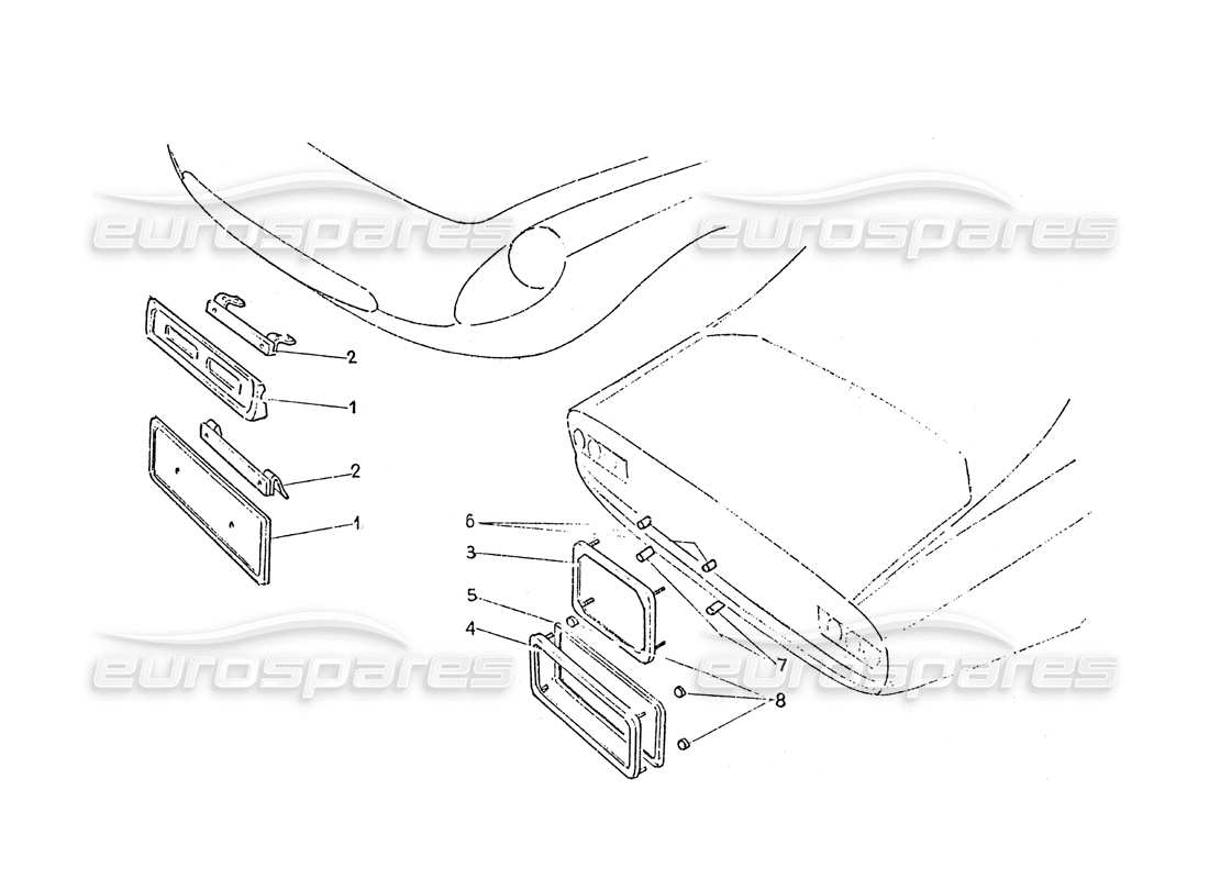 ferrari 365 gt 2+2 (coachwork) front & rear number plate lights part diagram