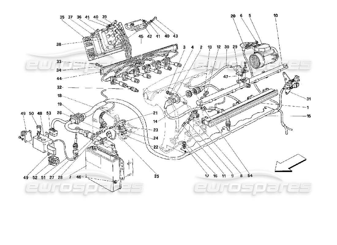 ferrari 512 tr air injection - ignition part diagram