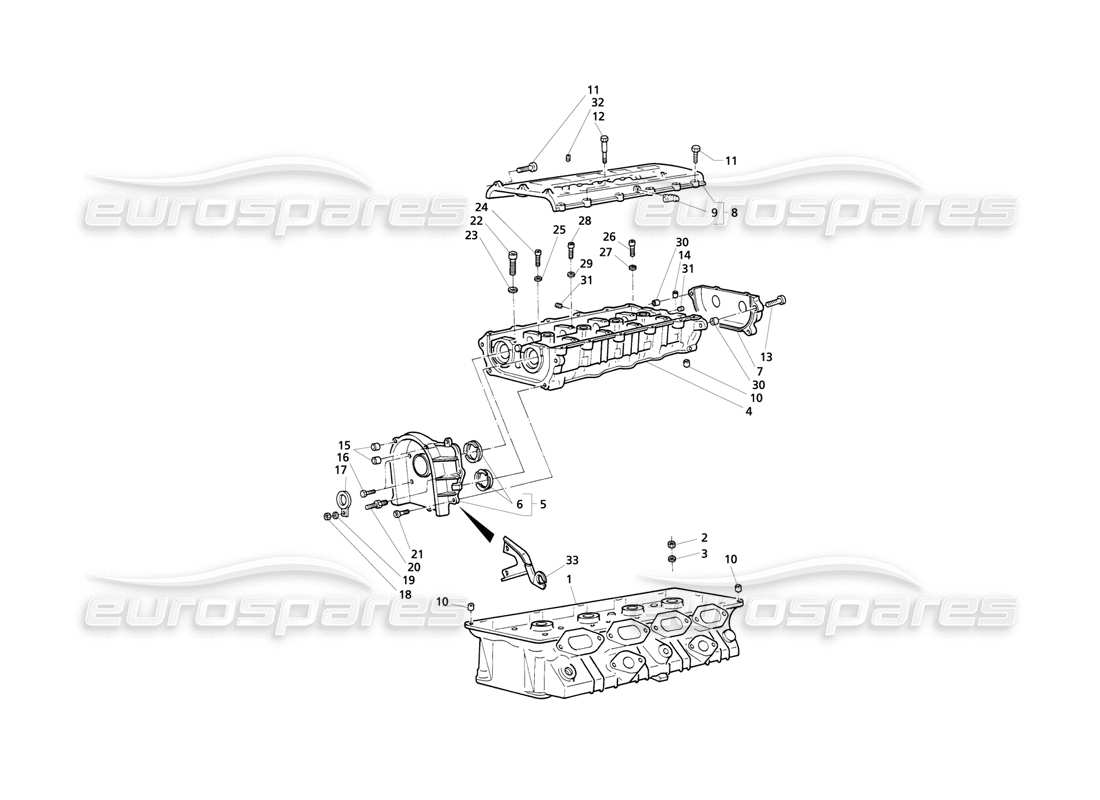 maserati qtp v8 evoluzione cylinders heads, rh frame parts diagram