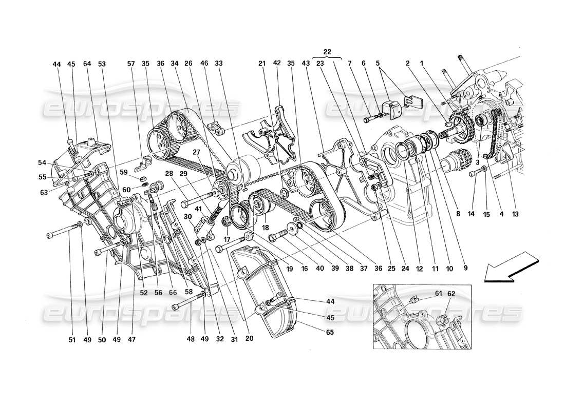 ferrari 348 (1993) tb / ts timing - controls parts diagram