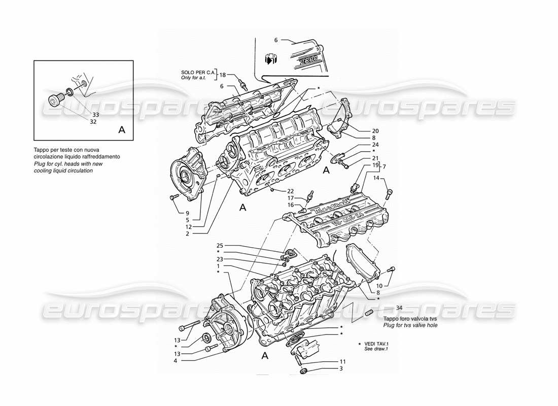 maserati ghibli 2.8 (abs) cylinder heads part diagram