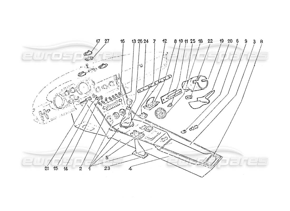 ferrari 365 gt 2+2 (coachwork) interior switches - air vents & trim part diagram