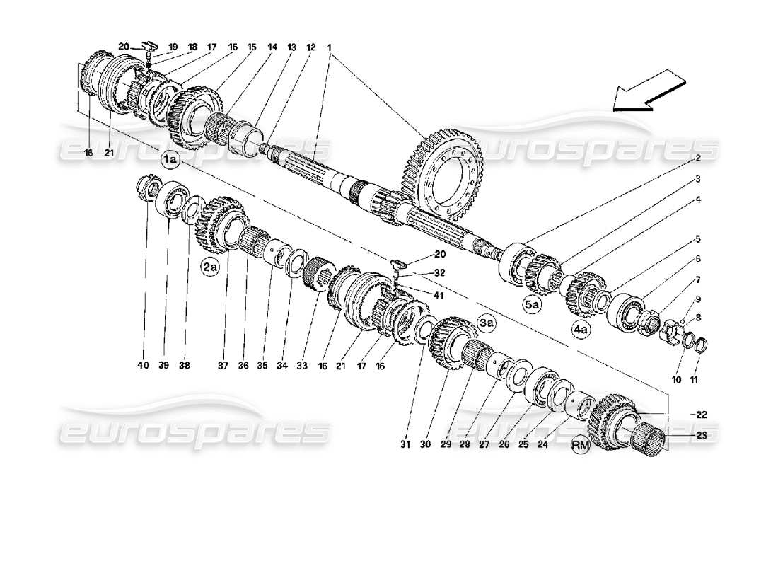 ferrari mondial 3.4 t coupe/cabrio lay shaft gears part diagram