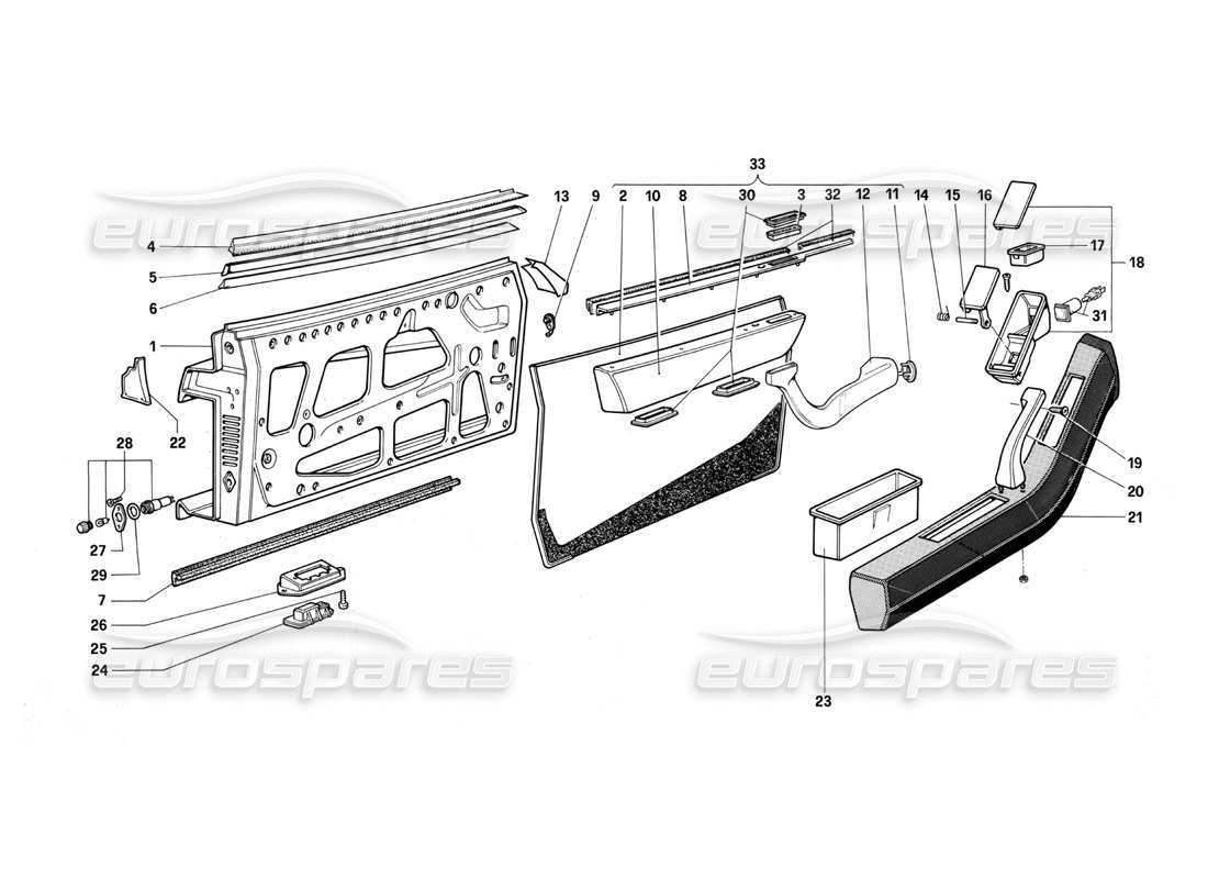 ferrari testarossa (1987) door part diagram