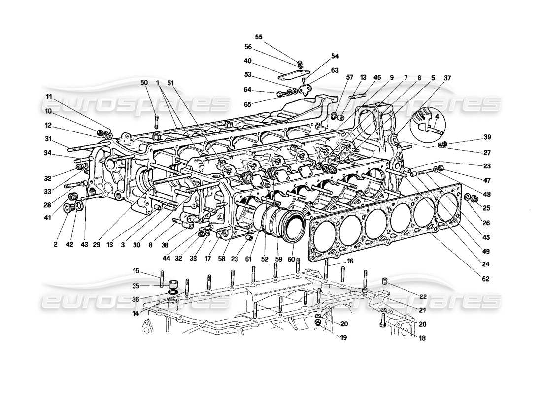 ferrari testarossa (1987) crankcase part diagram