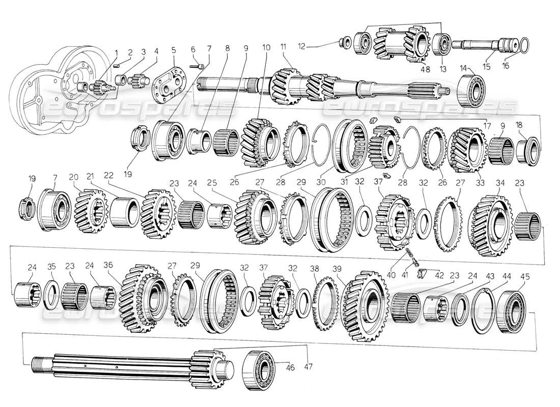 lamborghini jalpa 3.5 (1984) gearbox part diagram