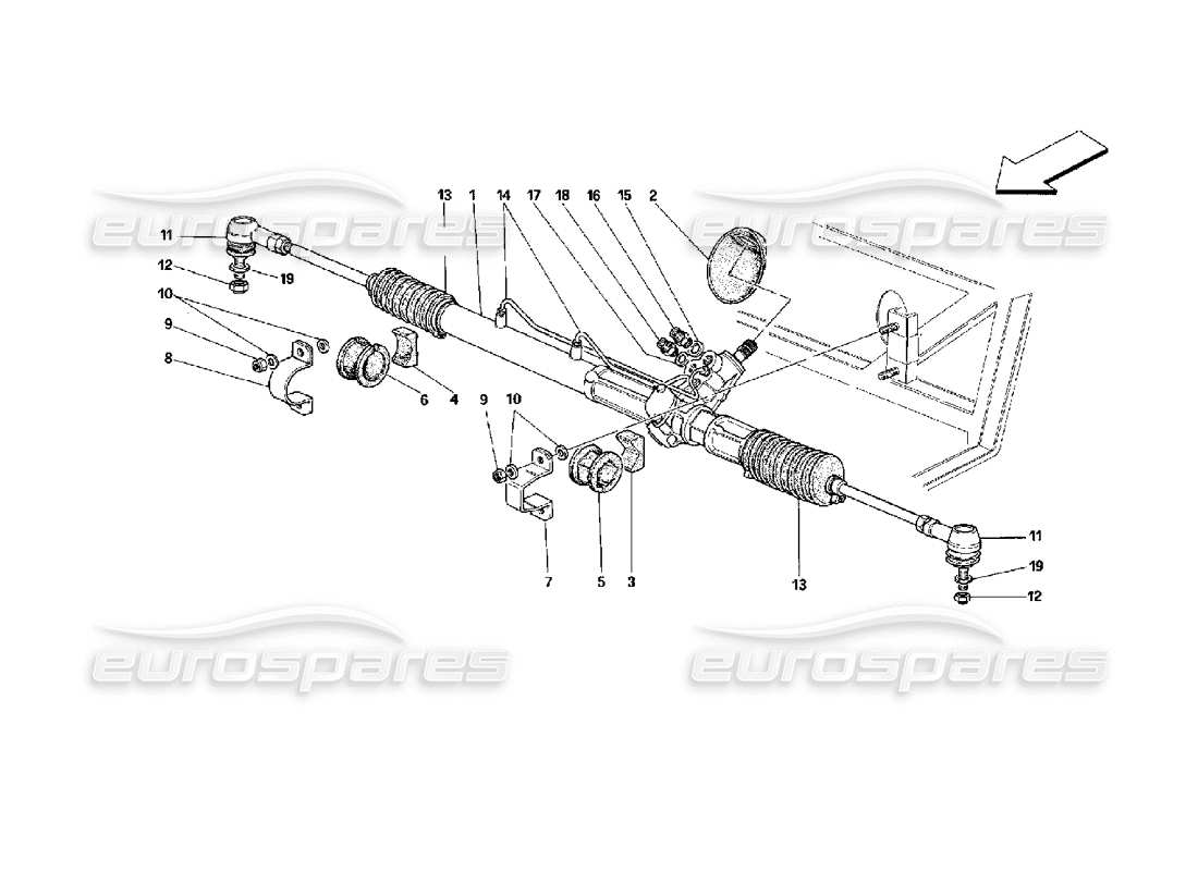 ferrari mondial 3.4 t coupe/cabrio hydraulic steering box and linkage part diagram