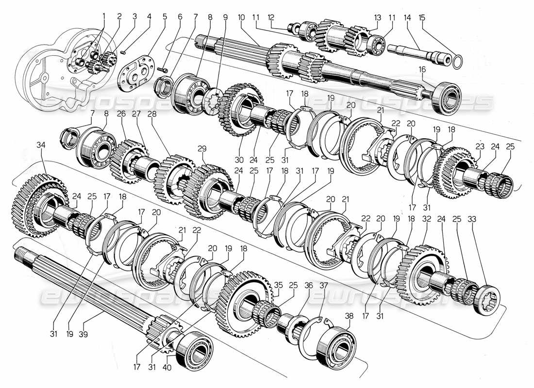 lamborghini jalpa 3.5 (1984) gearbox part diagram