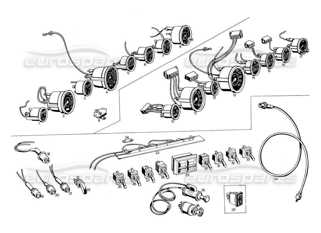 maserati ghibli 4.7 / 4.9 dashboard instruments parts diagram