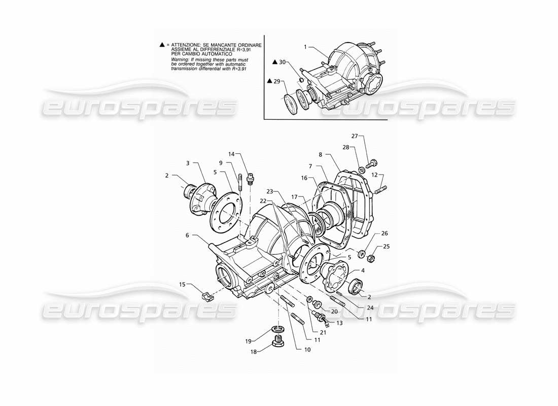 maserati qtp v8 (1998) differential - external parts part diagram