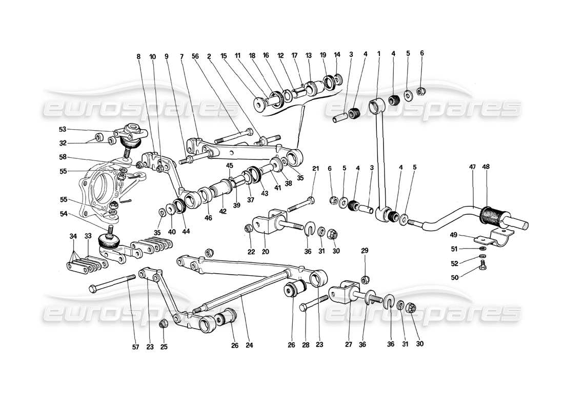 ferrari 412 (mechanical) front suspension - levers part diagram