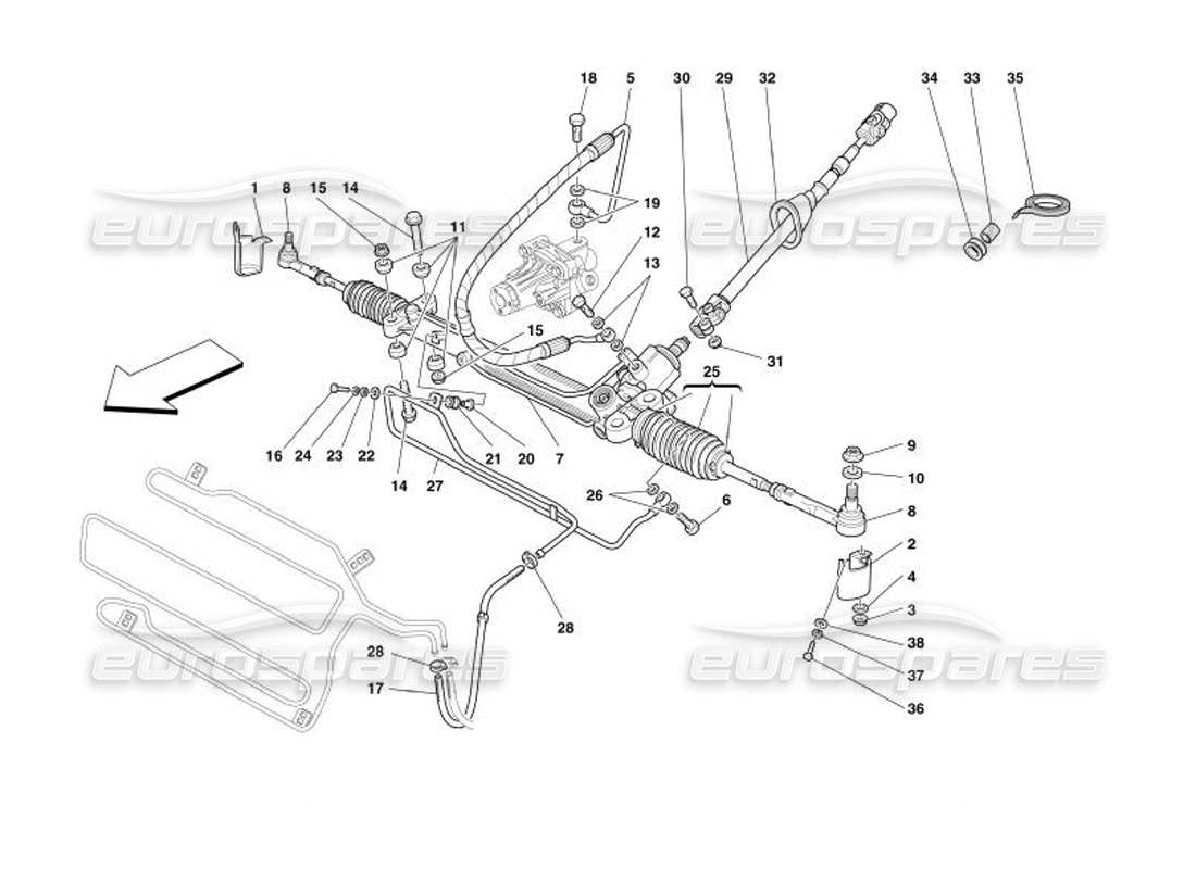 ferrari 575 superamerica hydraulic steering box part diagram