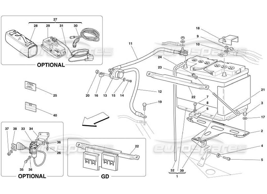 ferrari 575 superamerica battery part diagram