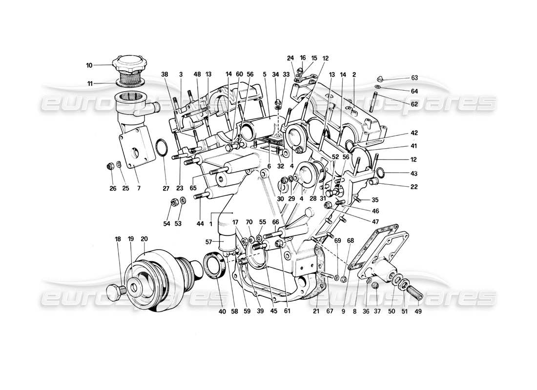 ferrari 400i (1983 mechanical) timing system - housing and covers parts diagram