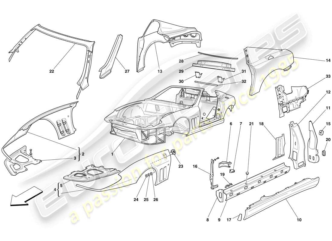 ferrari 575 superamerica body - outer trims part diagram