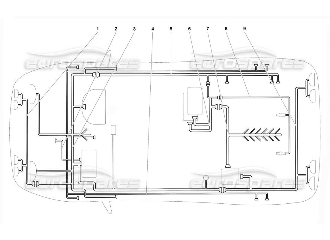 lamborghini diablo vt (1994) electrical system (valid for rh d. version - april 1994) part diagram