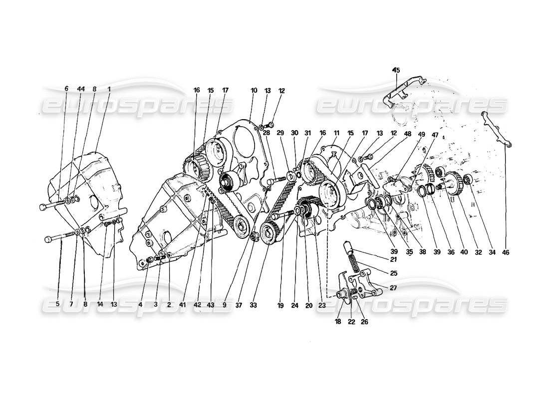 ferrari 308 quattrovalvole (1985) timing system - controls part diagram