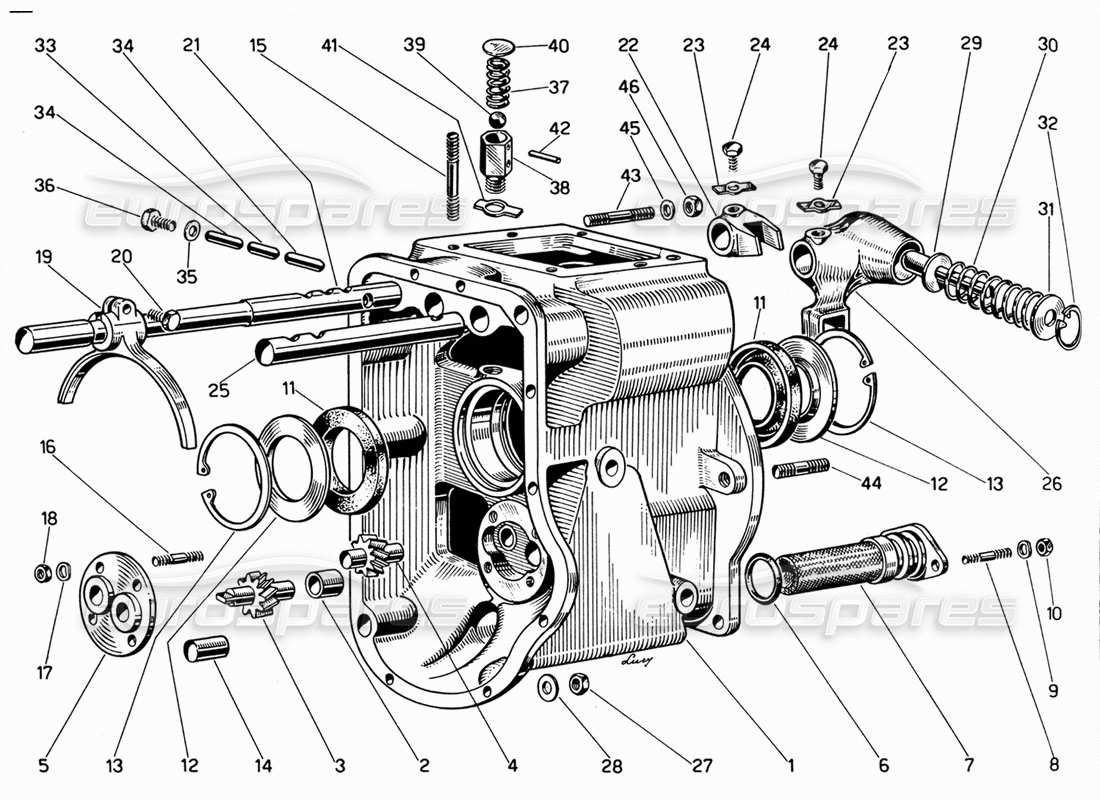 ferrari 330 gt 2+2 intermediate gear box housing part diagram