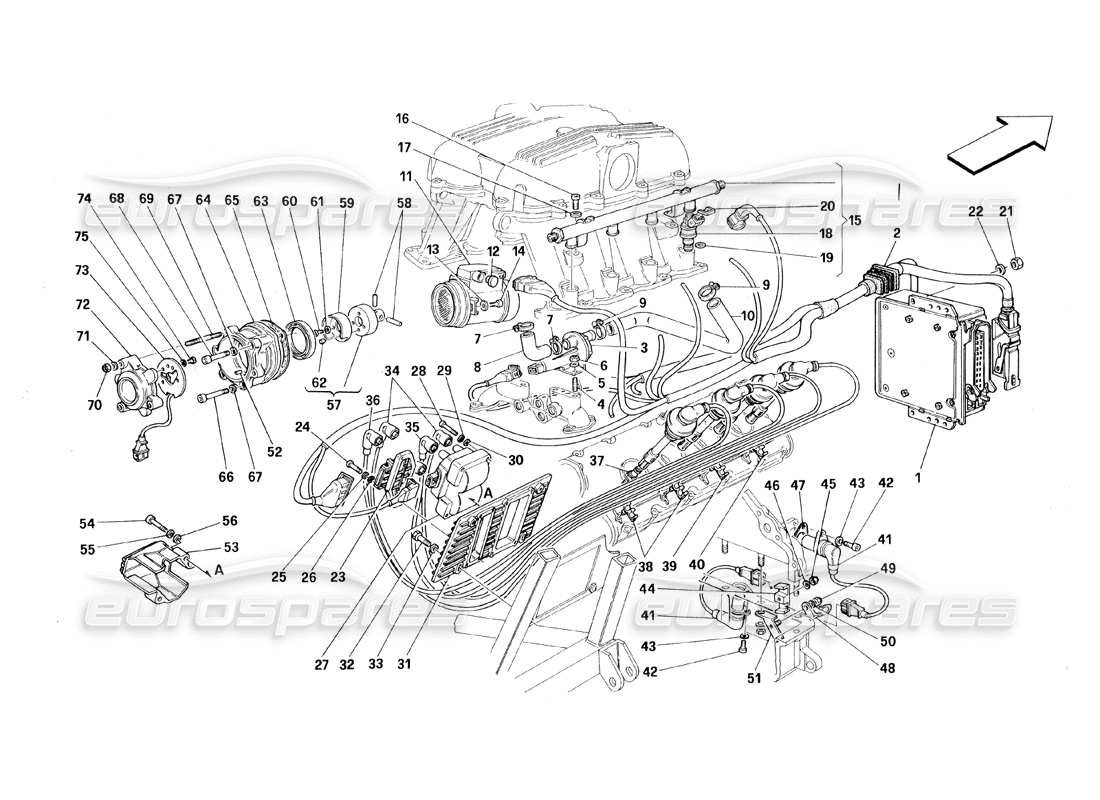 ferrari 348 (1993) tb / ts air injection - ignition parts diagram