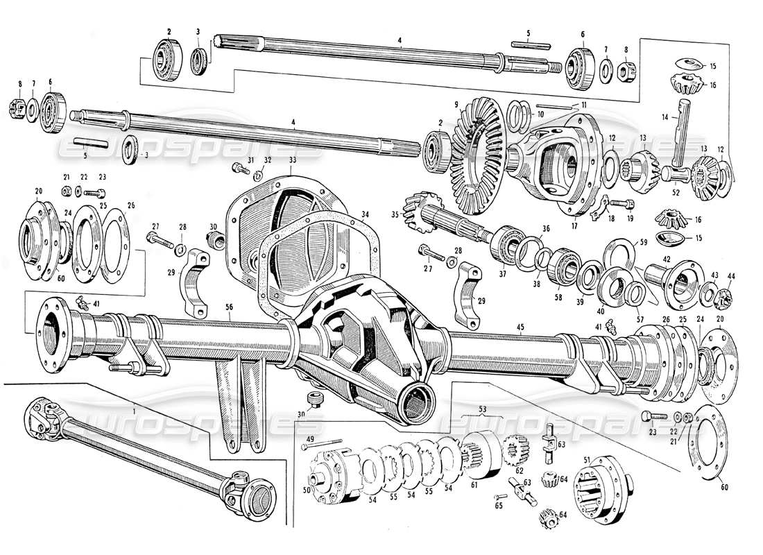 maserati mistral 3.7 propeller shaft and rear axle part diagram