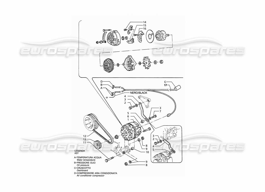 maserati ghibli 2.8 (abs) delco alternator part diagram