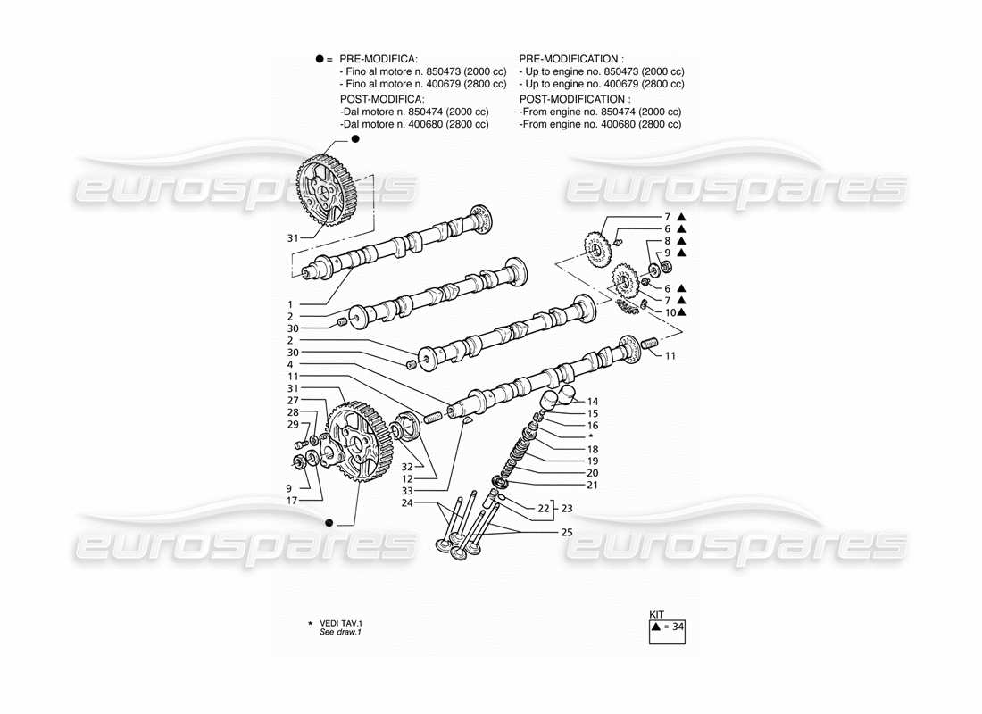 maserati ghibli 2.8 (abs) timing part diagram