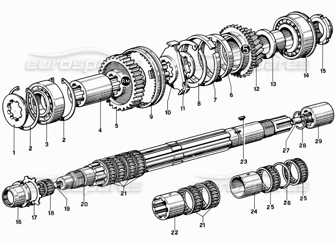 ferrari 365 gt 2+2 (mechanical) output shaft part diagram