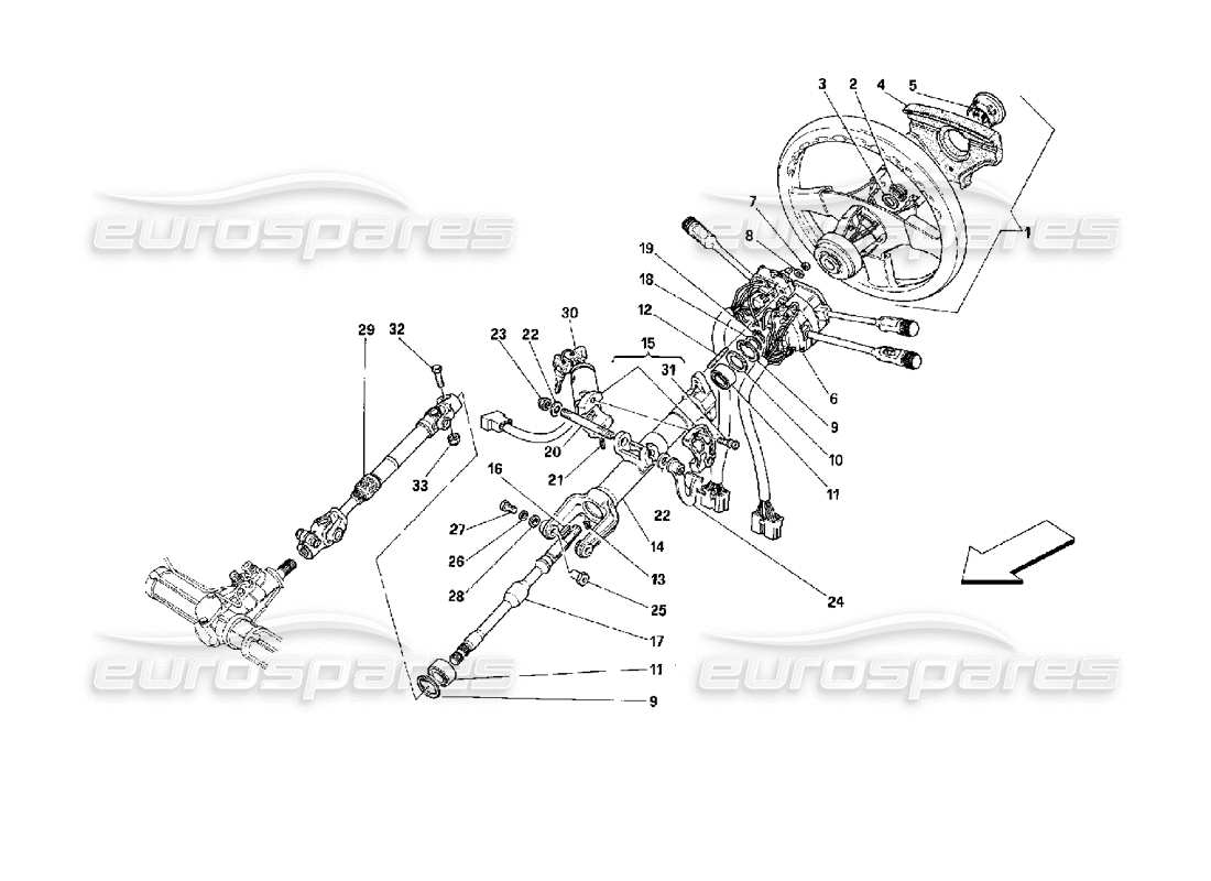 ferrari mondial 3.4 t coupe/cabrio steering column part diagram